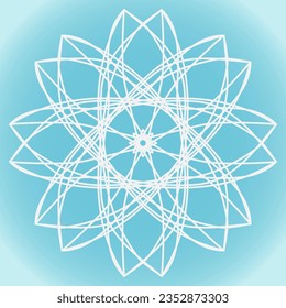 Snowflake vector abstract flower shape on blue winter gradient background