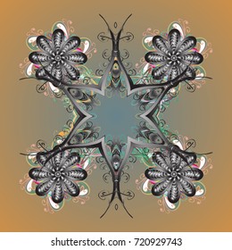 Snowflake vector background color. Vector illustration. Winter christmas snow flat crystal element. Xmas frost snow flake isolated silhouette symbol. Weather illustration ice collection.