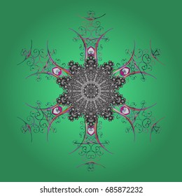 Snowflake vector background color. Xmas frost snow flake isolated silhouette symbol. Weather illustration ice collection. Vector illustration. Winter christmas snow flat crystal element.