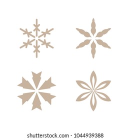 Snowflake vector beige icon on white background. Set 3
