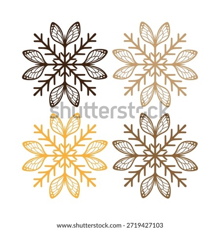 Snowflake Vector with Butterfly Motif with 4 colors alternatif