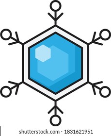 icono de línea de color del vector copo de nieve 