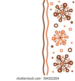 Snowflake vector design in brown colors. Seamless pattern. Snow flakes background with copy space (place for your text).