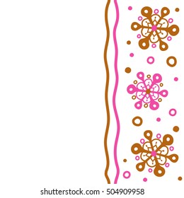 Snowflake vector design in brown colors. Seamless pattern. Snow flakes background with copy space (place for your text).