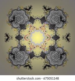 Snowflake vector design in colors. Ornamental pattern. Snow flakes background.