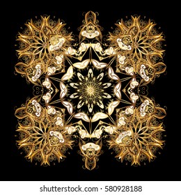 Snowflake vector design on black background. Snow flakes background.