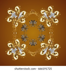 Snowflake vector design on brown background. Snow flakes background.