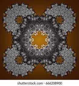 Snowflake vector design on brown background. Snow flakes background.