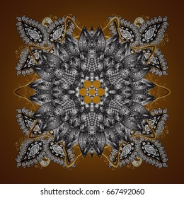 Snowflake vector design on brown background. Seamless pattern. Snow flakes background.