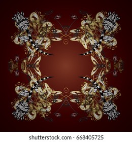 Snowflake vector design on brown background. Snow flakes background.