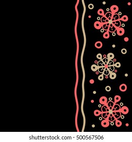 Snowflake vector design in pink colors. Seamless pattern. Snow flakes background with copy space (place for your text).