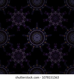 Snowflake vector design in purple, brown and violet colors. Seamless pattern. Snow flakes background.