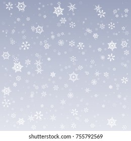 Schneeflocke, Vektorgrafik. Fallender Weihnachtsschnee fällt einzeln. Schneeflocken Dekorationseffekt. Modernes Schneeflocken-Muster.