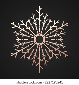 Snowflake vector gold line style isolated