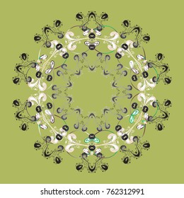 Snowflake vector icon background green, gray, neutral color. Xmas frost snow flake isolated silhouette symbol. Winter christmas snow flat crystal element. Weather illustration ice collection. Vector.