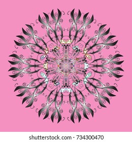 Snowflake vector icon background pink, gray, neutral color. Xmas frost snow flake isolated silhouette symbol. Vector. Winter christmas snow flat crystal element. Weather illustration ice collection.