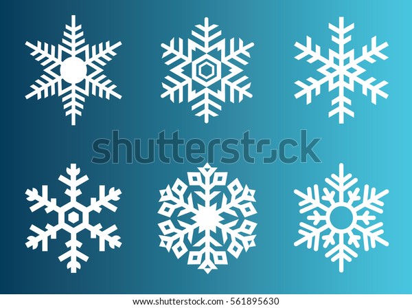 雪片のベクター画像アイコン背景に白い色を設定 冬青のクリスマス雪片の結晶エレメント 天気イラストの氷コレクション クリスマスフロストフラットシルエット記号 のベクター画像素材 ロイヤリティフリー