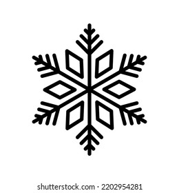 Icono vector copo de nieve. Elemento vector negro aislado en fondo blanco. Lo mejor para los patrones, la decoración y el diseño sin inconvenientes.