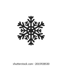 Icono vector de copo de nieve silueta negra aislada en fondo blanco. Diseño plano mínimo de dibujos animados, cepa 10. Concepto: congelación, invierno sivmol, frío, nieve.