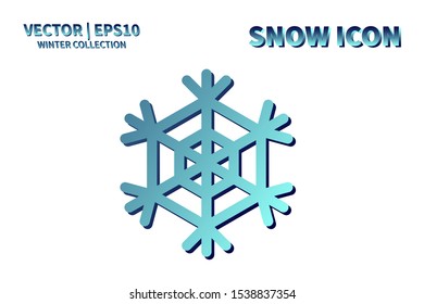 Snowflake vector icon. Christmas and winter snow flake element. Isolated flat new year holiday decoration illustration. Cold weather object design silhouette symbol