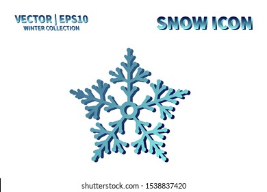 Snowflake vector icon. Christmas and winter snow flake element. Isolated flat new year holiday decoration illustration. Cold weather object design silhouette symbol