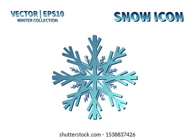 Snowflake vector icon. Christmas and winter snow flake element. Isolated flat new year holiday decoration illustration. Cold weather object design silhouette symbol
