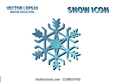 Snowflake vector icon. Christmas and winter snow flake element. Isolated flat new year holiday decoration illustration. Cold weather object design silhouette symbol
