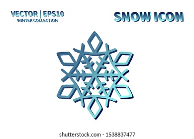 Snowflake vector icon. Christmas and winter snow flake element. Isolated flat new year holiday decoration illustration. Cold weather object design silhouette symbol