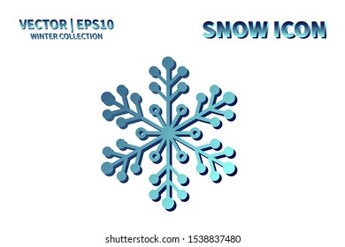 Snowflake vector icon. Christmas and winter snow flake element. Isolated flat new year holiday decoration illustration. Cold weather object design silhouette symbol