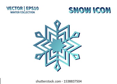 Snowflake vector icon. Christmas and winter snow flake element. Isolated flat new year holiday decoration illustration. Cold weather object design silhouette symbol
