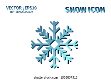 Snowflake vector icon. Christmas and winter snow flake element. Isolated flat new year holiday decoration illustration. Cold weather object design silhouette symbol