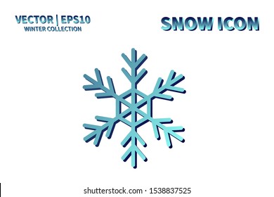 Snowflake vector icon. Christmas and winter snow flake element. Isolated flat new year holiday decoration illustration. Cold weather object design silhouette symbol