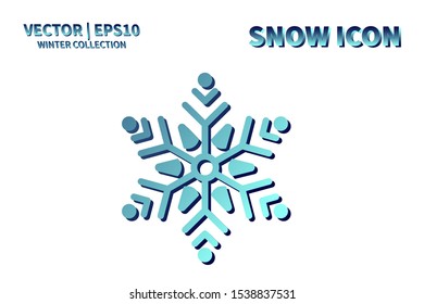 Snowflake vector icon. Christmas and winter snow flake element. Isolated flat new year holiday decoration illustration. Cold weather object design silhouette symbol