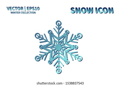 Snowflake vector icon. Christmas and winter snow flake element. Isolated flat new year holiday decoration illustration. Cold weather object design silhouette symbol