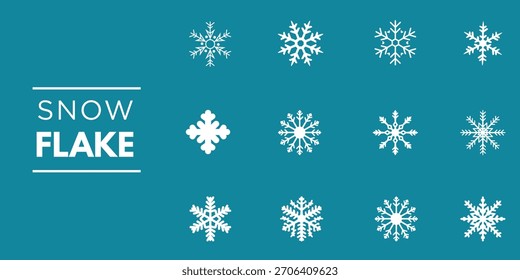 Copo de nieve Icono de Vector Colección - Rojo Blanco Geométrico Cristal de Invierno Diseño Conjunto Plano Minimalista Navidades Festiva Festivo Navidad Patrón de Escarcha de Nieve Simétrico Elegante Decoración Estacional Arte Gráfico