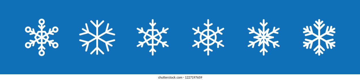 Snowflake vector icon collection, snow winter season symbol, christmas decorative graphic element