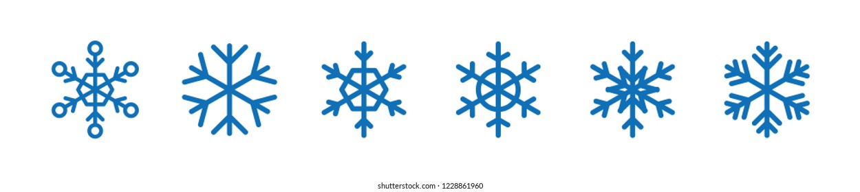Snowflake vector icon collection, snow winter season symbol, christmas decorative graphic element