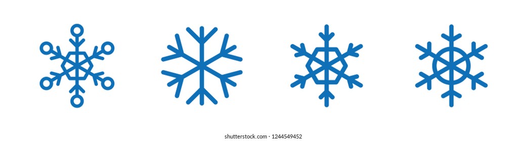 Snowflake vector icon collection, snow winter season symbol, christmas decorative graphic element