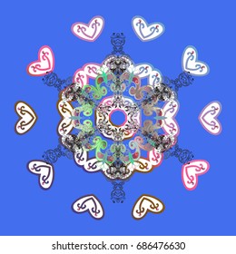Snowflake vector icon colorful background color. Xmas frost snow flake isolated silhouette symbol. Vector illustration. Winter christmas snow flat crystal element. Weather illustration ice collection.
