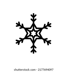 Snowflake Vector Icon, Glyph Style, Black
