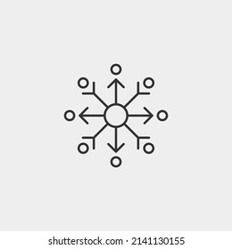Símbolo de ilustración de icono de vector de copo de nieve