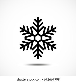 Snowflake Vector Icon Isolated. Black Frozt Symbol on White Background. Icy Snow Element for Winter Design