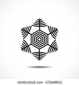 Snowflake Vector Icon Isolated. Black Frozt Symbol on White Background. Icy Snow Element for Winter Design