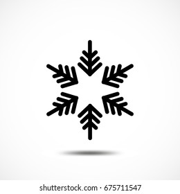 Snowflake Vector Icon Isolated. Black Frozt Symbol on White Background. Icy Snow Element for Winter Design