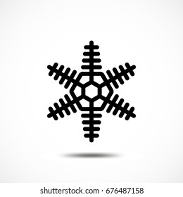 Snowflake Vector Icon Isolated. Black Frozt Symbol on White Background. Icy Snow Element for Winter Design
