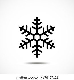 Snowflake Vector Icon Isolated. Black Frozt Symbol on White Background. Icy Snow Element for Winter Design
