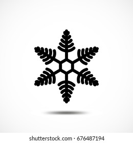 Snowflake Vector Icon Isolated. Black Frozt Symbol on White Background. Icy Snow Element for Winter Design