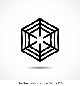 Snowflake Vector Icon Isolated. Black Frozt Symbol on White Background. Icy Snow Element for Winter Design