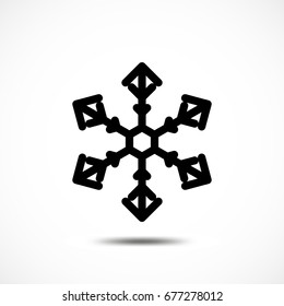 Snowflake Vector Icon Isolated. Black Frozt Symbol on White Background. Icy Snow Element for Winter Design