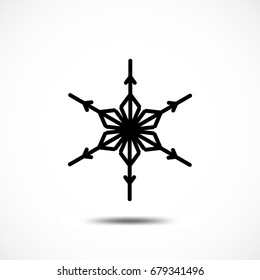 Snowflake Vector Icon Isolated. Black Frozt Symbol on White Background. Icy Snow Element for Winter Design